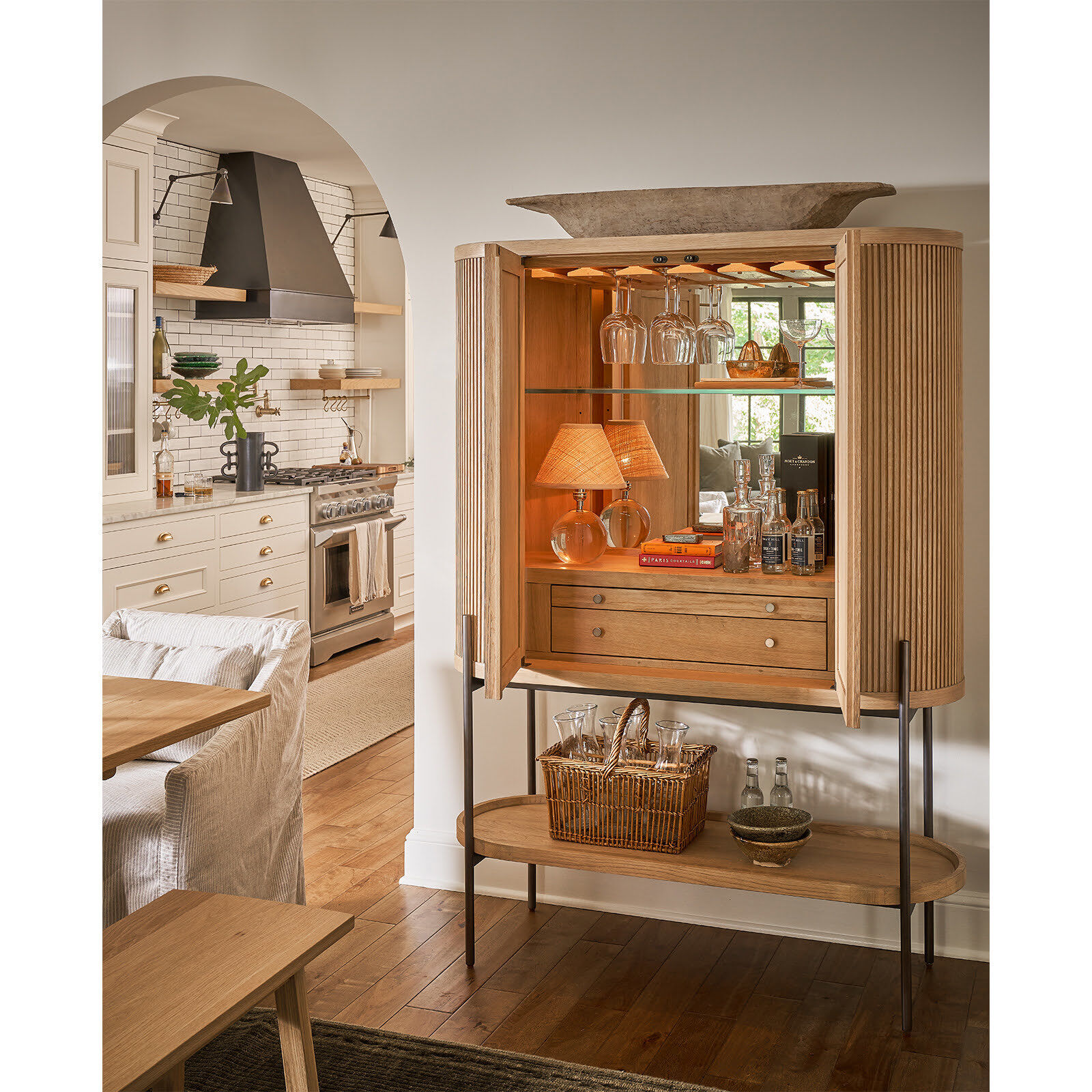 Giorgio 14 inch 60.00 watt Polished Nickel Mini Lamp Portable Light in Rattan Shade